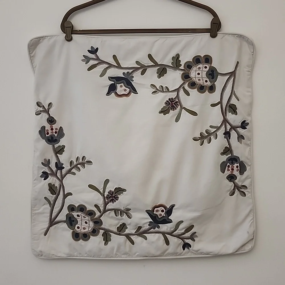 Potterybarn Euro Cotton Floral Embroidered Pillow Case 26